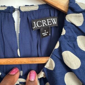 J. Crew Navy Dress with Cream Dots